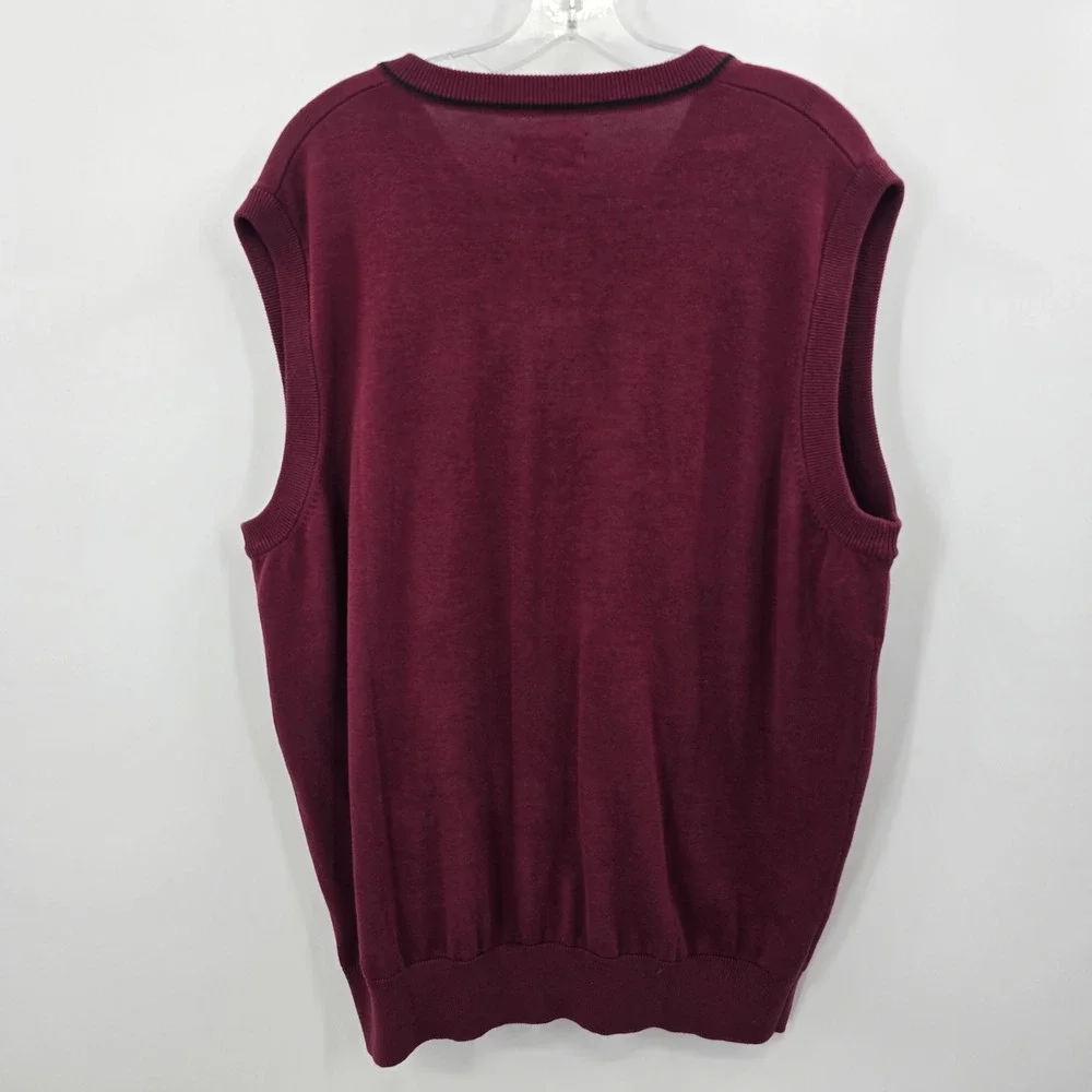 NEW PGA TOUR Sweater Mens L V-Neck Vest Cranapple Red Knit Cotton Golf